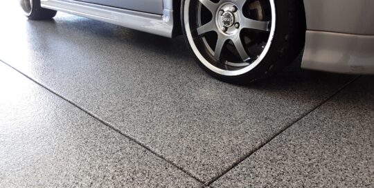 Polyaspartic chip floor application - Issaquah Highlands, WA